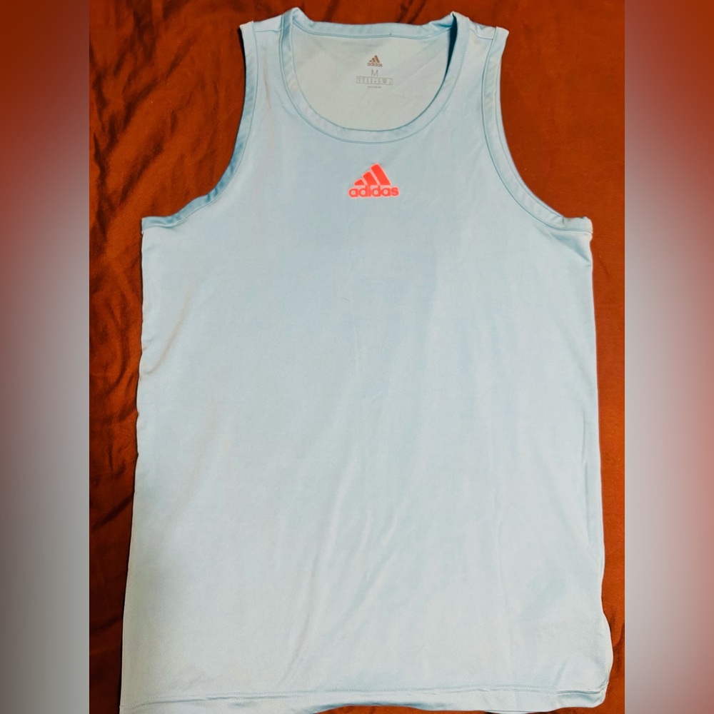 Adidas Sky Blue Tank with Vibrant Red Logo - Picture 6 of 6